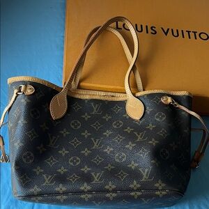 Louis Vuitton Black and Tan Monogram Tote PM
